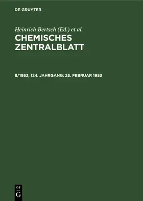 Bertsch / Pflücke / Klemm |  25. Februar 1953 | Buch |  Sack Fachmedien