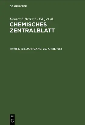 Bertsch / Pflücke / Klemm |  29. April 1953 | Buch |  Sack Fachmedien