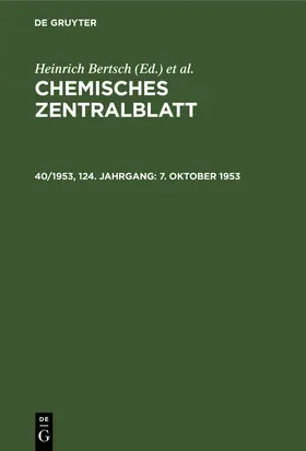 Bertsch / Pflücke / Klemm |  7. Oktober 1953 | Buch |  Sack Fachmedien