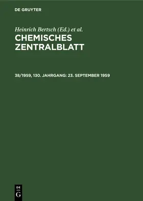 Bertsch / Pflücke / Klemm |  23. September 1959 | Buch |  Sack Fachmedien