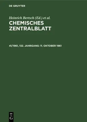 Bertsch / Pflücke / Klemm |  11. Oktober 1961 | Buch |  Sack Fachmedien