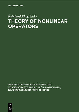 Müller / Kluge |  Theory of Nonlinear Operators | Buch |  Sack Fachmedien