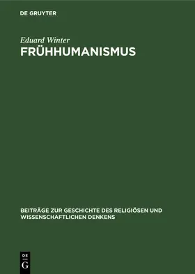 Winter |  Frühhumanismus | Buch |  Sack Fachmedien