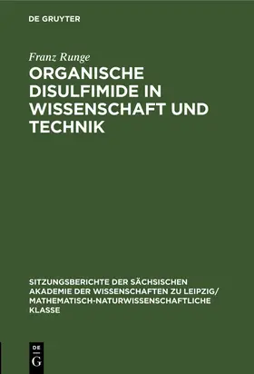 Runge |  Organische Disulfimide in Wissenschaft und Technik | Buch |  Sack Fachmedien