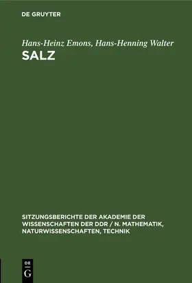 Walter / Emons |  Salz | Buch |  Sack Fachmedien