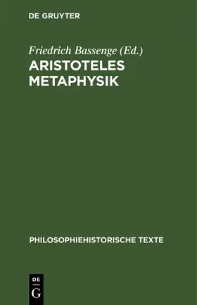  Aristoteles Metaphysik | Buch |  Sack Fachmedien