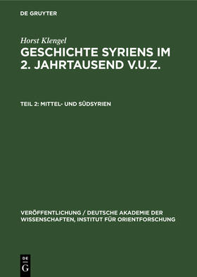 Klengel |  Mittel- und Südsyrien | Buch |  Sack Fachmedien