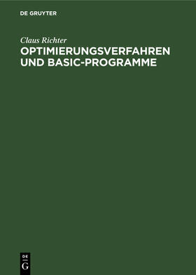 Richter |  Optimierungsverfahren und BASIC-Programme | Buch |  Sack Fachmedien