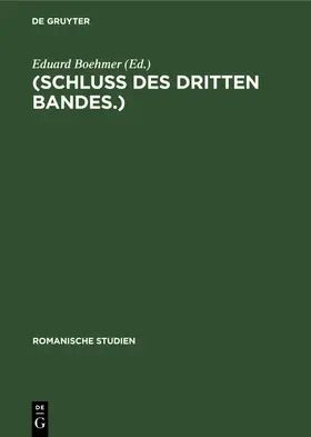 Boehmer |  (Schluss des dritten Bandes.) | Buch |  Sack Fachmedien