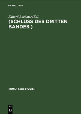 Boehmer |  (Schluss des dritten Bandes.) | eBook | Sack Fachmedien