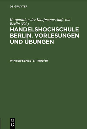 Degruyter |  Winter-Semester 1909/10 | Buch |  Sack Fachmedien