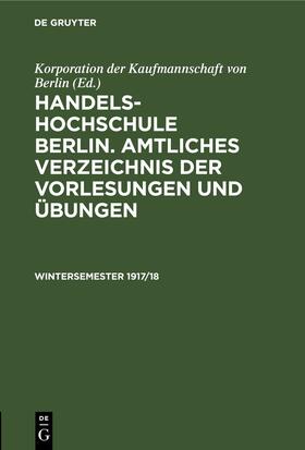  Wintersemester 1917/18 | Buch |  Sack Fachmedien
