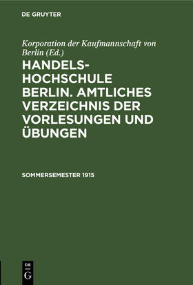  Sommersemester 1915 | eBook | Sack Fachmedien