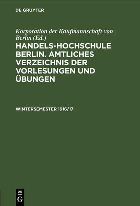  Wintersemester 1916/17 | Buch |  Sack Fachmedien