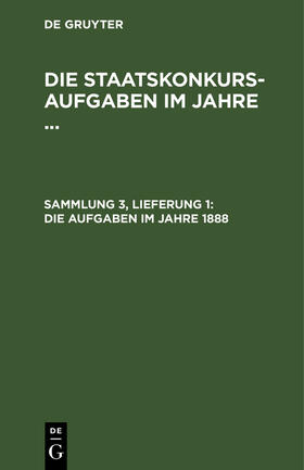 Degruyter |  Die Aufgaben im Jahre 1888 | Buch |  Sack Fachmedien
