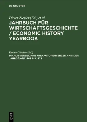 Günther |  Inhaltsverzeichnis und Autorenverzeichnis der Jahrgänge 1968 bis 1972 | Buch |  Sack Fachmedien