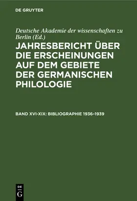  Bibliographie 1936–1939 | eBook | Sack Fachmedien