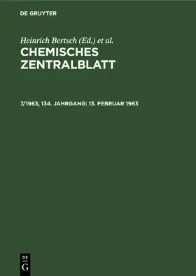 Bertsch / Pflücke / Klemm |  13. Februar 1963 | Buch |  Sack Fachmedien