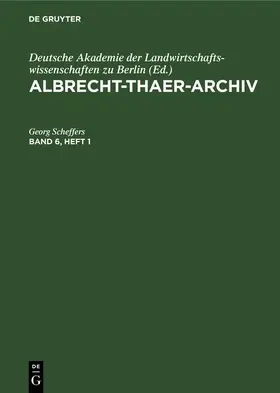  Albrecht-Thaer-Archiv. Band 6, Heft 1 | eBook | Sack Fachmedien