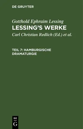 Lessing / Redlich / Pilger |  Hamburgische Dramaturgie | Buch |  Sack Fachmedien