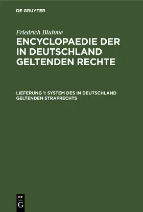 Bluhme |  System des in Deutschland geltenden Strafrechts | Buch |  Sack Fachmedien