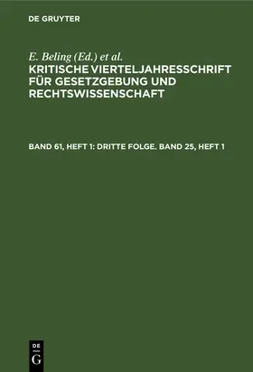 Degruyter |  Dritte Folge. Band 25, Heft 1 | Buch |  Sack Fachmedien