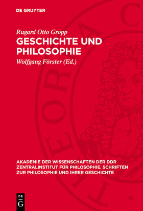 Gropp / Förster |  Geschichte und Philosophie | eBook | Sack Fachmedien
