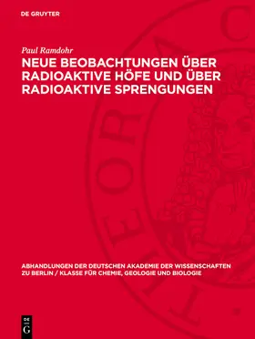 Ramdohr | Neue Beobachtungen über radioaktive Höfe und über radioaktive Sprengungen | E-Book | sack.de