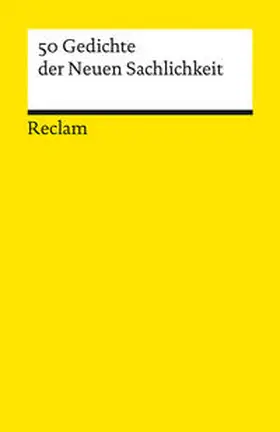 Sander |  50 Gedichte der Neuen Sachlichkeit | Buch |  Sack Fachmedien