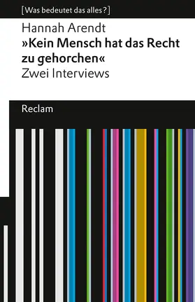 Arendt |  "Kein Mensch hat das Recht zu gehorchen" | Buch |  Sack Fachmedien