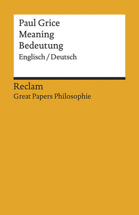 Grice / Pfister |  Meaning / Bedeutung | Buch |  Sack Fachmedien