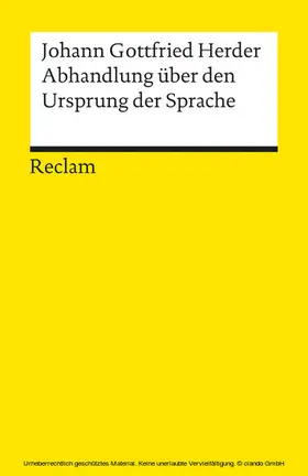 Herder |  Abhandlung über den Ursprung der Sprache | eBook | Sack Fachmedien