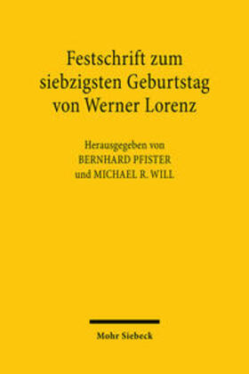 Pfister / Will |  Festschrift zum siebzigsten Geburtstag von Werner Lorenz | Buch |  Sack Fachmedien