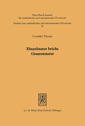 Thoms |  Einzelstatut bricht Gesamtstatut | Buch |  Sack Fachmedien