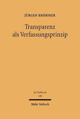 Bröhmer |  Transparenz als Verfassungsprinzip | Buch |  Sack Fachmedien