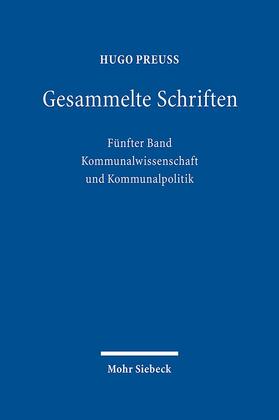 Preuß / Müller |  Preuß, H: Gesammelte Schriften | Buch |  Sack Fachmedien