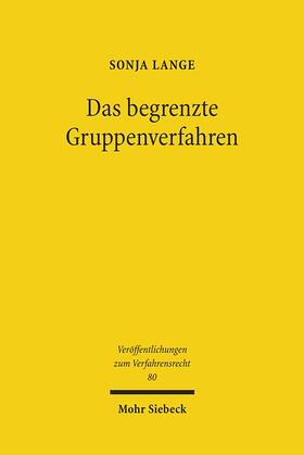 Lange |  Das begrenzte Gruppenverfahren | Buch |  Sack Fachmedien