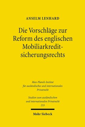 Lenhard |  Die Vorschläge zur Reform des englischen Mobiliarkreditsicherungsrechts | eBook | Sack Fachmedien