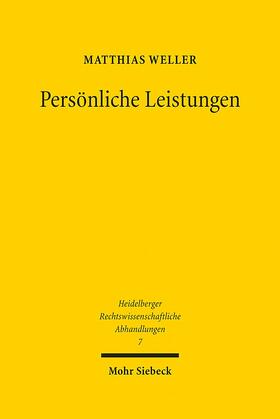 Weller |  Persönliche Leistungen | Buch |  Sack Fachmedien