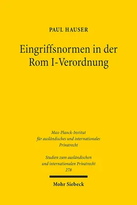 Hauser |  Eingriffsnormen in der Rom I-Verordnung | Buch |  Sack Fachmedien