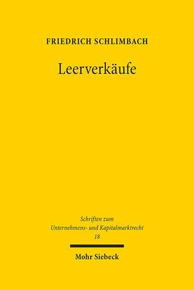 Schlimbach |  Leerverkäufe | Buch |  Sack Fachmedien