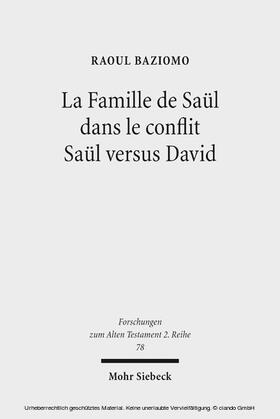 Baziomo |  La Famille de Saül dans le conflit Saül versus David | eBook | Sack Fachmedien