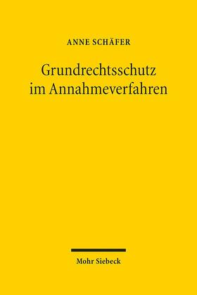 Schäfer |  Grundrechtsschutz im Annahmeverfahren | Buch |  Sack Fachmedien