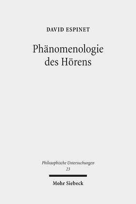 Espinet |  Phänomenologie des Hörens | Buch |  Sack Fachmedien