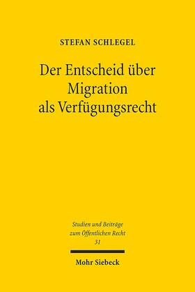 Schlegel |  Der Entscheid über Migration als Verfügungsrecht | Buch |  Sack Fachmedien