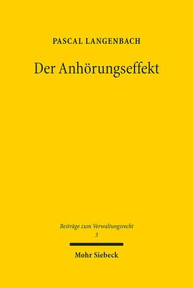 Langenbach |  Der Anhörungseffekt | Buch |  Sack Fachmedien