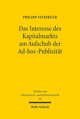 Steinrück |  Steinrück, P: Interesse des Kapitalmarkts am Aufschub | Buch |  Sack Fachmedien