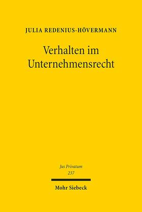 Redenius-Hövermann |  Redenius-Hövermann, J: Verhalten im Unternehmensrecht | Buch |  Sack Fachmedien