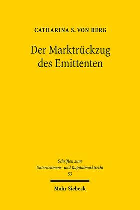 von Berg |  Der Marktrückzug des Emittenten | Buch |  Sack Fachmedien