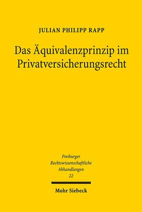 Rapp |  Das Äquivalenzprinzip im Privatversicherungsrecht | Buch |  Sack Fachmedien